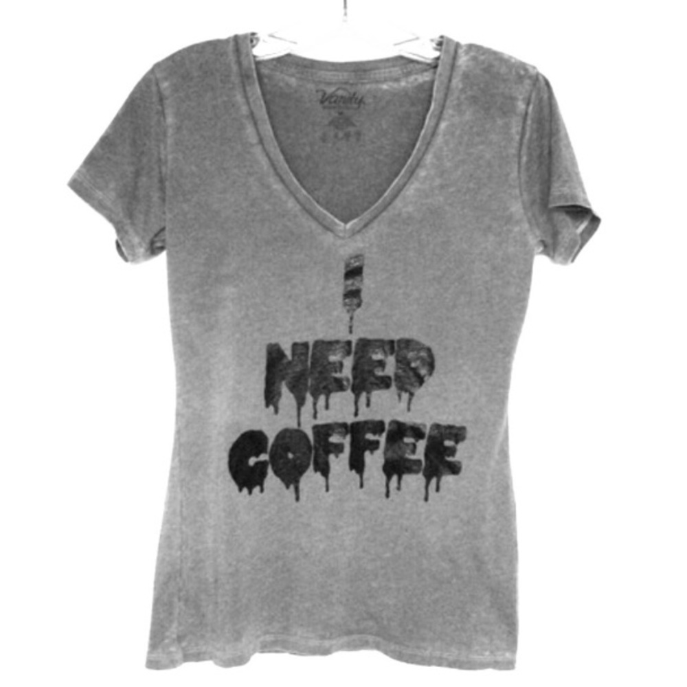 I Need Coffee white v neck t shirt